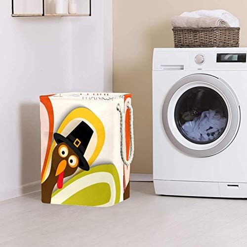 Indicultor Feliz Ação de Graças Turquia 300D Oxford PVC Roupas impermeáveis ​​cestas de lavanderia grande para cobertores Toys de roupas no quarto