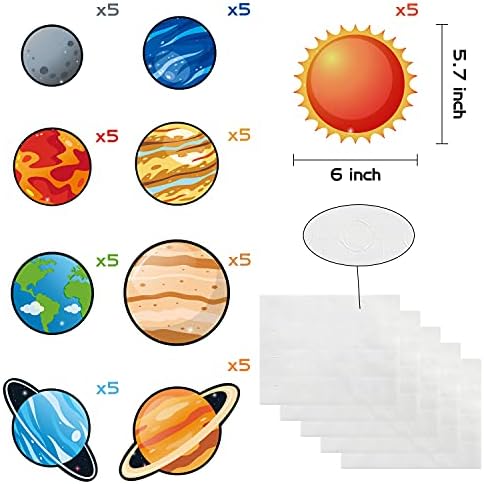 Beyumi 45pcs Sistema solar recortes 9 planetas Galáxia Material educacional do decalque de parede Removível adesivos