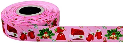 Fita de Natal Genie Home Feliz para Decoração de Árvores de Natal | Decoração da coroa | Decoração da festa de Natal | Embrulho de presente - 20 metros - rosa.…