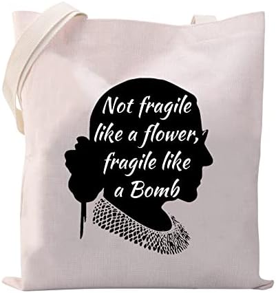 Vamsii RBG Bolsa não frágil como uma flor frágil como um saco de bomba RBG Presentes feministas presentes fortes para