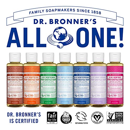 Dr. Bronner-Sabert de sabão líquido puro, lavanda, árvore de chá, eucalipto, amêndoa e bebê sem perfume-feitos com óleos orgânicos,