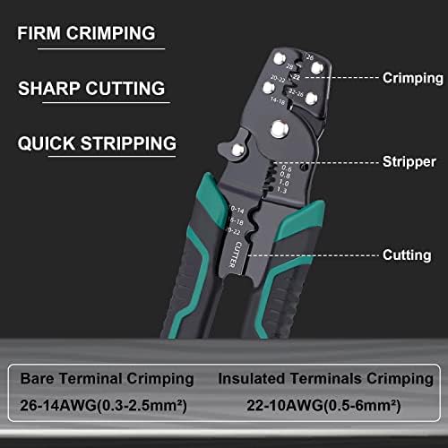 Ferramentas de crimpagem/decapagem/corte SMSEACE ， Faixa de crimpagem 26-10AWG (1,5-6mm²) Faixa de remoção 22-16AWG