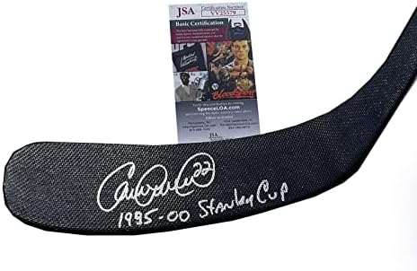 Claude Lemieux assinou e inscrito em 1995 e 00 xícara de Nova Jersey Devils Stick JSA COA - Autographed NHL Sticks