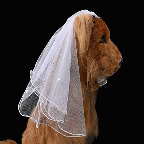 Vestido de cachorro gigicloud vestido de noiva, véu de casamento de animais de estimação com clipe de cão de cachorro