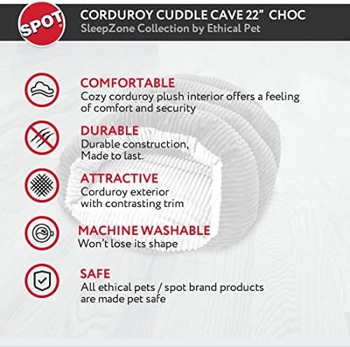 Sono Zone Corduroy Cuddle Cave Dog Cama - Pouco de tecido - 22x17 polegadas / chocolate / atraente, durável, confortável, lavável. Por animais de estimação éticos
