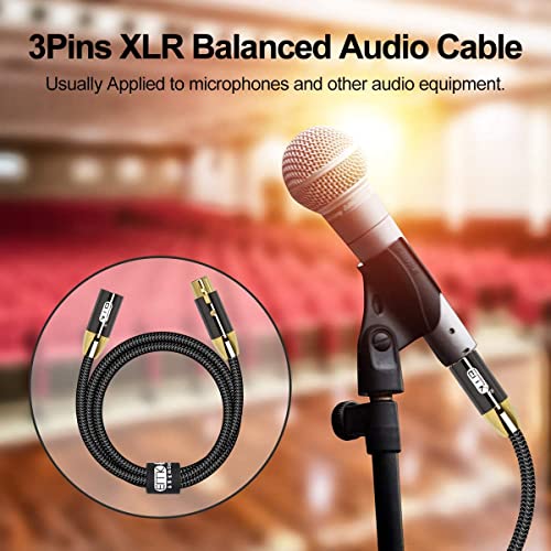 EMK XLR Microfone Cabo XLR Male para XLR Feminino Balanceado de 3 pinos Baça Baça Misturador Mixer Equalizador de Cabôs Cabô