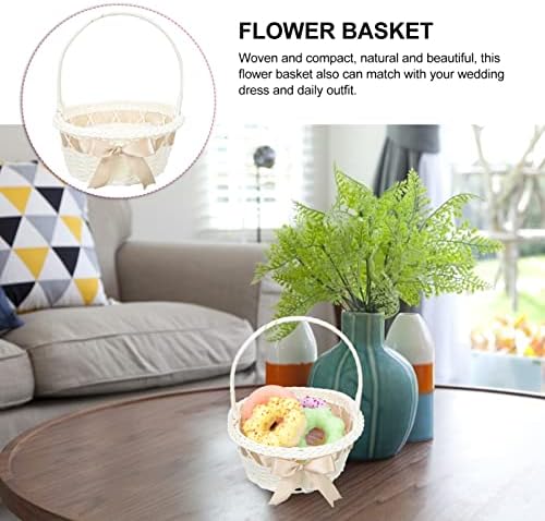 Cesto de lavanderia stobok cestas de menina de flor pequena para casamentos, cesta de vime com ovos projéticos cesto de flor