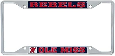 Rebeldes da Universidade do Mississippi Ole Miss U of M Metal Plate Plate Frame para a frente ou atrás do carro oficialmente