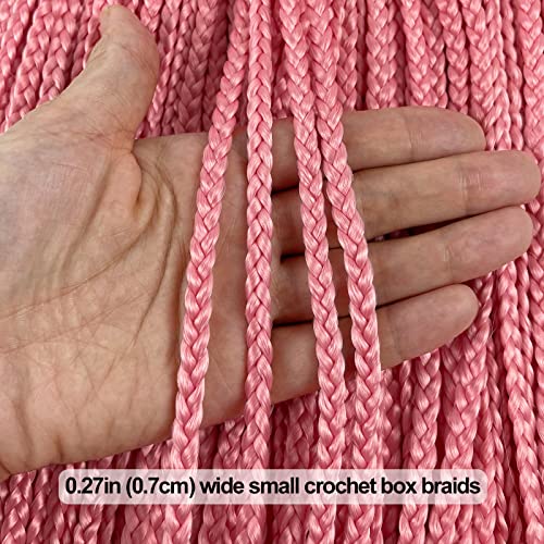 Cabelos de crochê de trança rosa 24 polegadas de 24 polegadas de crochê pré -loop Braids 6 pacotes pequenas tranças de crochê Box
