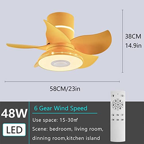 Ibalody 23in Silent Fan Light Creative Creative 6 Speed ​​Teto Fan com LED Light Dimmable Teto Indoor Fan Light Office Study