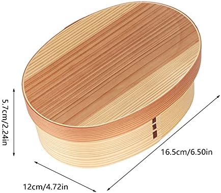 Caixa de bento PLPLAAOO com 3 compartimentos, 1 lancheira de madeira em camadas, recipiente de comida de tabela de tabela