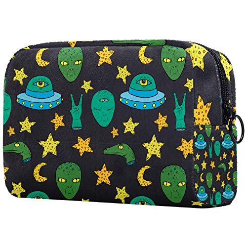 Alien OVNI estrelado Dinosaur Third Eye Small Makeup Bag Pouch para bolsa de bolsa cosmética de viagens para mulheres Presentes