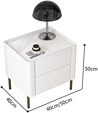 Pista de cabana cinza de 2 gavetas de grande capacidade de mesa de cabeceira de madeira com pernas de metal resistente a desgaste da bancada da bancada para o quarto Sala de estar pequena mesa de extremidade (tamanho: l50xd40xh50cm