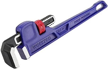 Chave de tubo de 14 polegadas do WorkPro, chave de encanamento reta pesada, queda forjada, azul