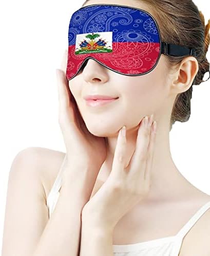 Haiti Paisley Flag de cegos máscara dormindo tampa da sombra noturna tira de olho de olho com gráfico engraçado para homens