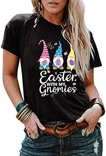 Camiseta de páscoa para mulheres ovos coloridos letra camisetas estampas de pescoço redondo tampas de manga curta 2023 blusas de verão