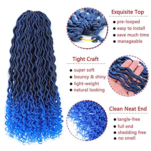 8 pacotes novos pêlos de crochê Locs 22 polegadas Rio azul Locs Crochê Cabelo Faux Locs Crochet com cabelos encaracolados nas pontas