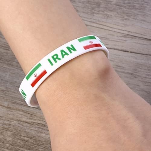 Nolitoy 6 PCs Bracelete mundial de borracha Pulseira Hóquei Campeões Fãs de pulseiras Pulseiras de ginástica Bandeira do futebol Rugby Rugby Iranian Iran Women Events Strap Country Party Favors
