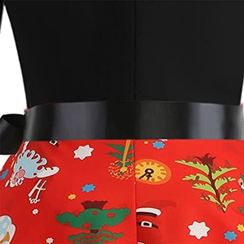 Vestidos de festa de manga longa vintage de Natal Vestidos de festa casual Crew Piant Cintura Retro Floral Patchwork