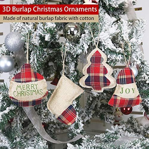 Owuyuxi 16 PCs Bolsa de Natal de Natal 2020, engraçado mini enfeites de árvore de Natal, decoração rústica de decoração