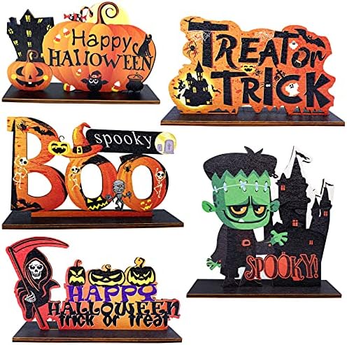 5 Conjunto Decorações de Halloween mesa central peças decoração truque ou tratamento Boo Night Party Party Signy Sign