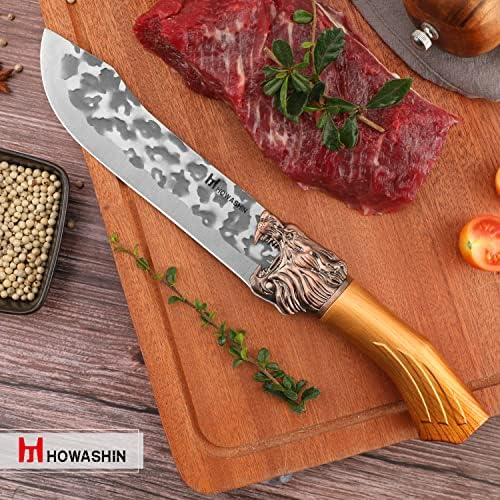 Howashin 7 polegadas Chef Faca de altura de carbono High Carne Cleaver Hand Hand forged Kitchen Fnife Handal