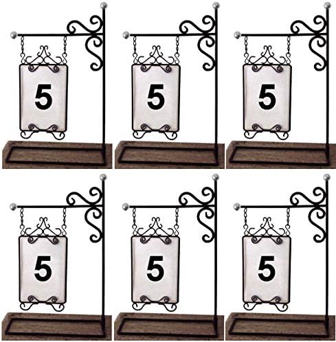 Passo de beliscos de 15 Posto de lampe de 15 Porte do número de tabela com detalhes em prata 6-pacote.