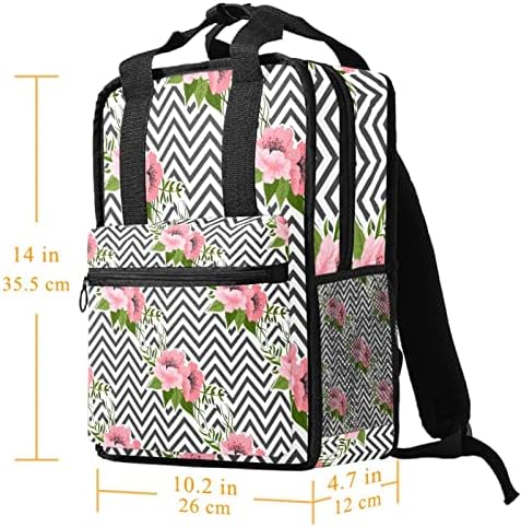 Tbouobt Travel Mackpack Laptop Laptop Casual Mochila Para Mulheres Homens, Floral Flor Rosa Ripple