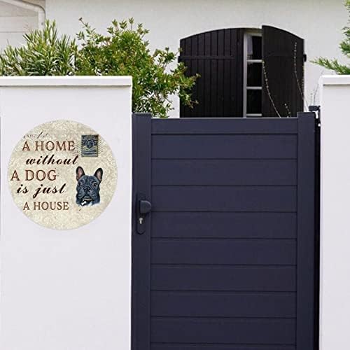 Placa de placa de cão de metal engraçado Uma casa sem cachorro é apenas uma casa redonda de cão pata de cachorro plata