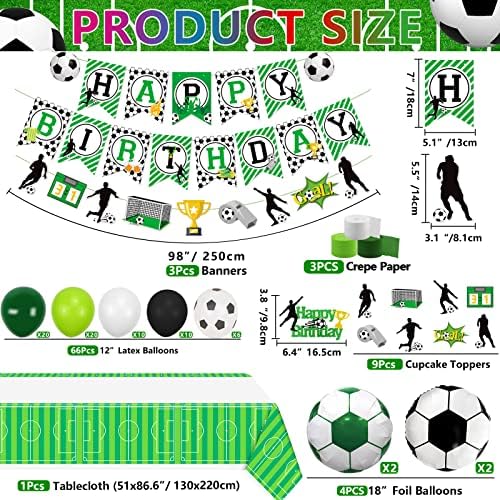 Decorações de festa de futebol, tema de futebol de parabéns banners de feliz aniversário, toalhas de mesa, balões de futebol decoração