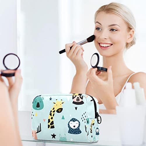 Bolsa de higiene pessoal, bolsa cosmética de maquiagem para homens, giraffe elk llama urso desenho animado animal