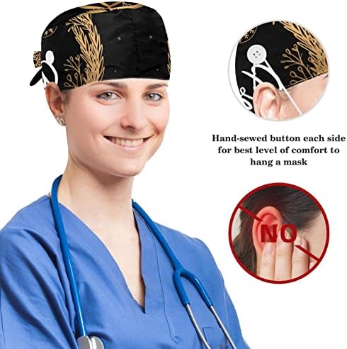 Feliz Natal deixa o chapéu de trabalho de veado tampa de esfoliação ajustável com botões e cabelo arco -arco para enfermeiro e médico
