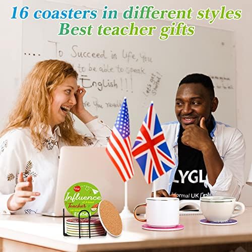 16 PCS Presentes de apreciação de professores Professores de apreciação do professor Coasters absorventes montanhas -russas