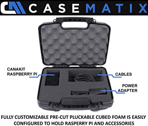 Casematix Tough Mini Desktop Travel Caso Compatível com placas de computador e acessórios Raspberry Pi 2 B Plus, Arduino Uno,