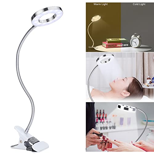 Lâmpada de maquiagem do círculo USB, luzes de tatuagem de luzes LED dobráveis ​​clipe de mesa de mesa leve, lâmpada