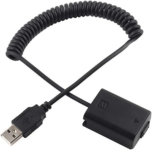 Cabo de alimentação USB para adaptador USB de bateria dummy np-fw50 decodificado para Sony A6000, A6500, A6300, A6400, A7, A7II,