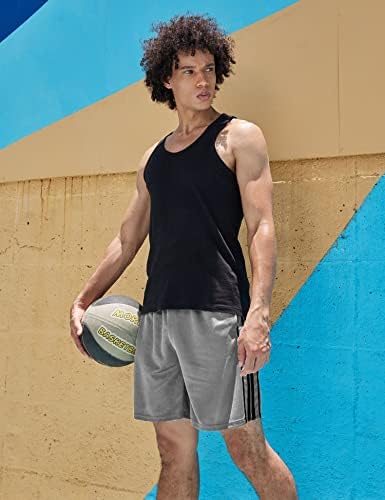 Coofandy masculino masculino shorts atléticos 3 pacote shorts de ginástica de malha de 7 polegadas treino esportivo drawstring com bolsões com bolsos