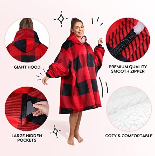 Capuz de cobertor vestível de tamanho grande de Baleinehome, Sherpa Fleece Gross Sherpa Super Warm Blanket Sweetshirt