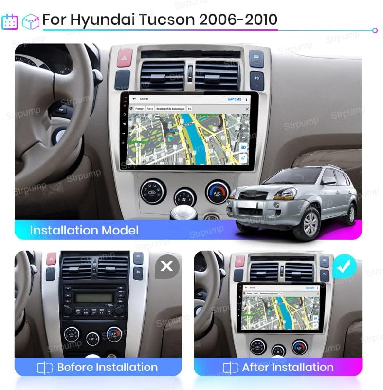 10.1 '' 4+64 GB Android 10 no Dash Car Stéreo Radio Fit para Hyundai Tucson 2006 07 08 09 10 11 12 13 UNIDADE DE NAVEGAÇÃO GPS Cabeça CarPlay Android Auto DSP 4G WiFi Bluetooth