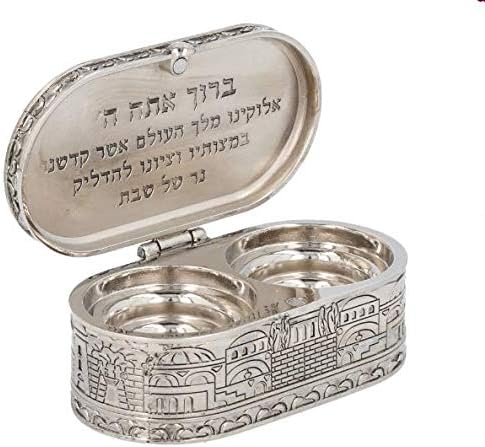 Judeu Jewish Shabat Travel Castleds - Jerusalém Candlesticks - Judaica Nickel