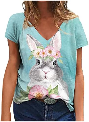 Bunny Bunny Easter ovos de animais fofos camisetas de manga curta de manga curta