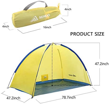 Tenda de semoo praia pop up Beach Sun Shelter Anti-UV portátil tenda de soldado com bolsa de transporte, estacas de barraca,