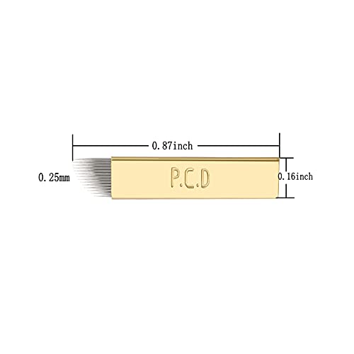 A agulhas de microblading PCD, 60 PCs PCD 14 pinos Manual sobrancelha 14 agulhas inclinadas para suprimentos de agulha de