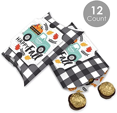 Big Dot of Happiness Happy Fall Truck - Favor Gift Boxes - Harvest Pumpkin Party Grand Pillow Boxes - Conjunto de 12