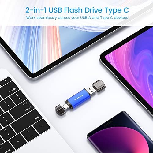 VANSUNY 128 GB USB TIPO C Drive flash 2-em 1 Drive flash dupla USB A + USB C OTG Flash Drive para Android Smartphone Tablet Laptop