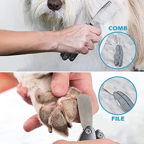 Aoof, o aparador de unhas de cão dobrável de três em um está equipado com dispositivos de proteção de segurança, arquivos de unhas e pentes de estimação, arquivos de unhas e pentes embutidos e ferramentas profissionais de limpeza profissional.