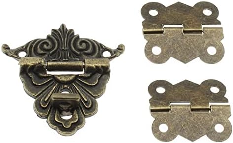 Hajxzh 2 pacote Retro Design Jóia Caixa de jóias Kit de hardware Antique fivela de fivela e dobradiça de bronze vintage