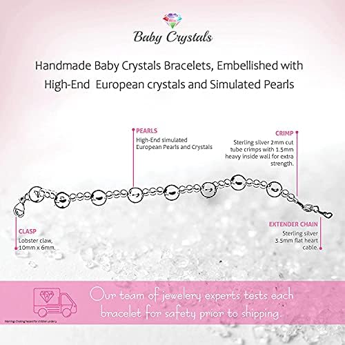 Baby Crystals Elegante Sullocolas de Charme de Prata Sterling Para Jóias para Meninas -Girls Com Pérolas Brancas Simuladas e Cristais