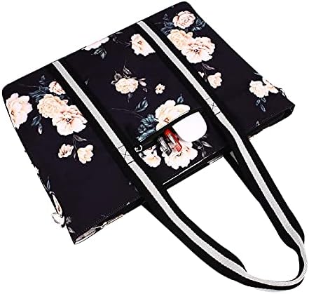 Mosis Laptop Bag para mulheres, Canvas Camellia Trabalho multifuncional Viagens Compras de Duffel Carregando bolsas de ombro