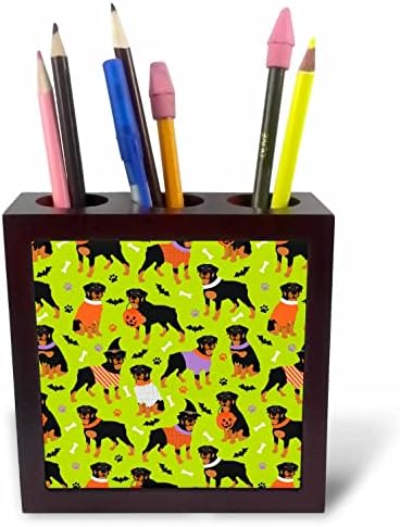 3drose Janna Salak Designs cães - Rottweiler Halloween Dog Pattern - Tiles de caneta de ladrilhos